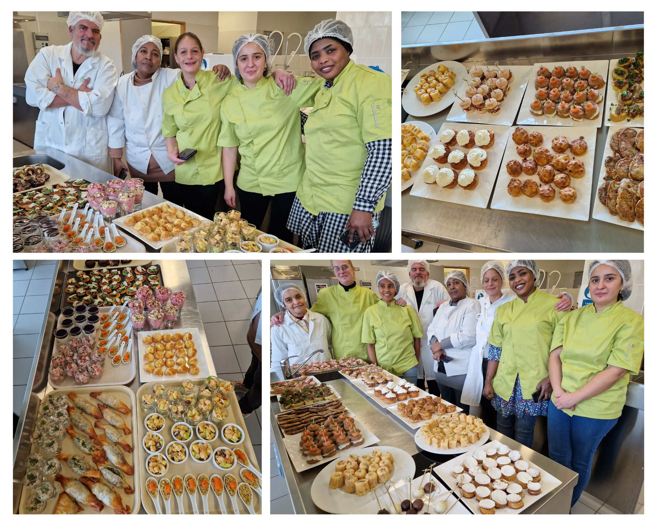 Salariés du chantier Idélices aynat participé à la formation bouchées et amuse-bouche. Présentation de leurs réalisations.